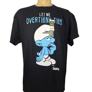 Smurfs Black T-shirt Let Me Overthink This Men's Size XL New Funny Graphic Shirt